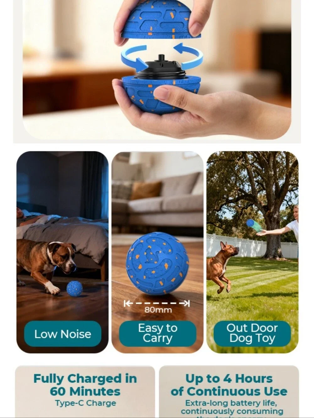 Rechargeable Smart Interactive Dog Ball Toy - Red